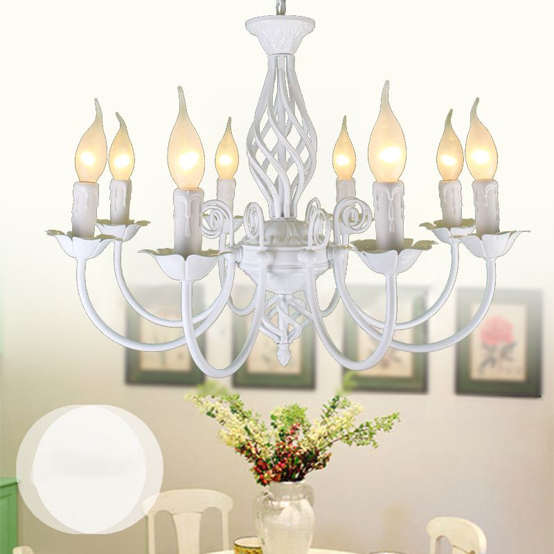 Luz colgante interior minimalista, iluminación colgante de metal de sombra de vela estilo diseñador en blanco