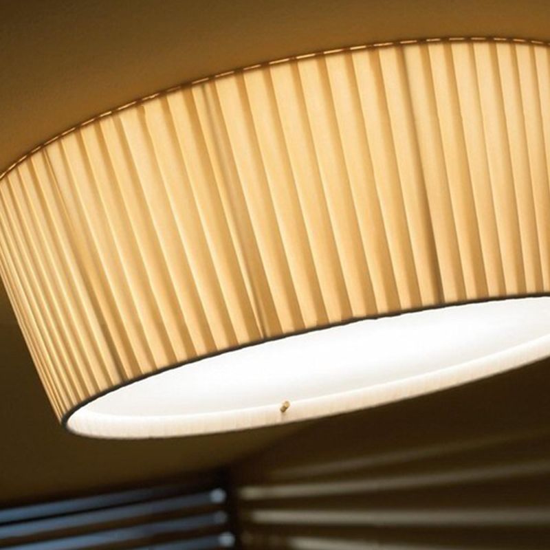 Fabric Drum Shape Flush Ceiling Light Modern Multi Lights Flush Light Fixtures in Yellow