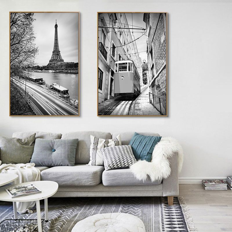 Textured Famous Landmarks Art Print Canvas Vintage Style Painting for Girls Bedroom