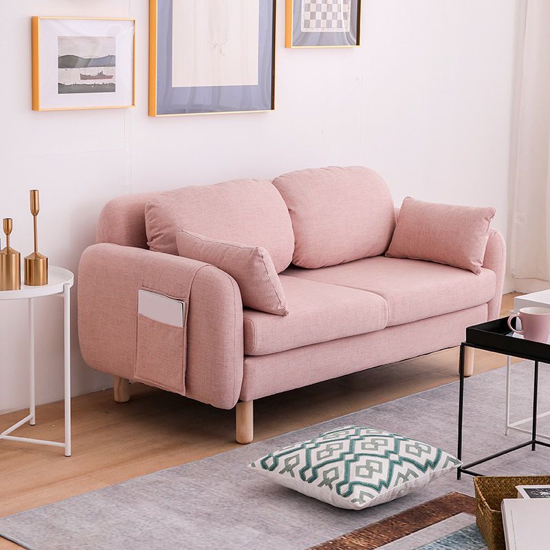 Contemporary Square Arm Sofa Linen Standard Sofa for Living Room, Apartment