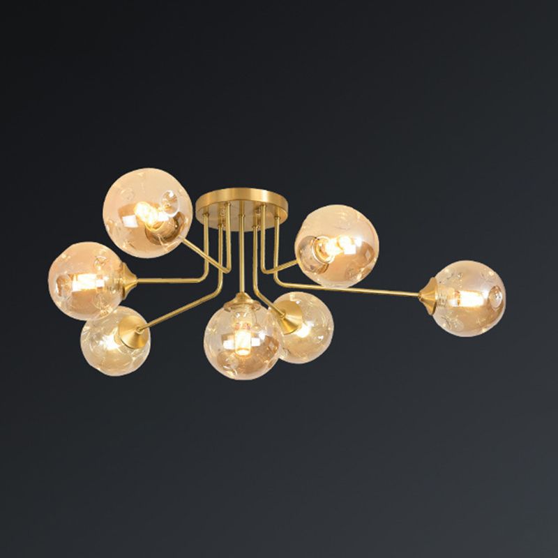 Sputnik Ceiling Lighting Modern Glass Semi Flush Mount for Living Room