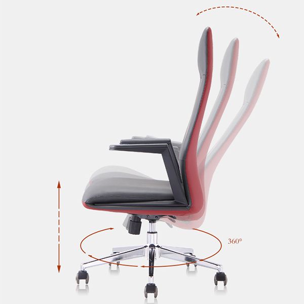 Modern Padded Arms Leather Office Chair Height-adjustable Chair