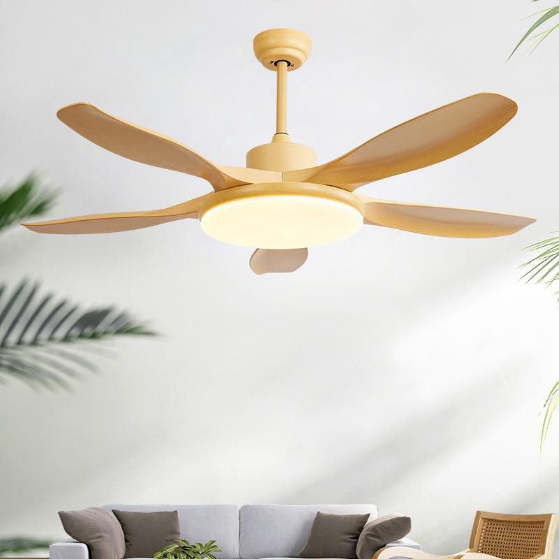 Fan Shape Wood Ceiling Fans Modern Style 1 Light Flush Ceiling Fan in Brown