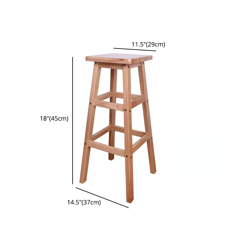 Modern Armless Backless Counter Stool Wood Bar Stool with Footrest