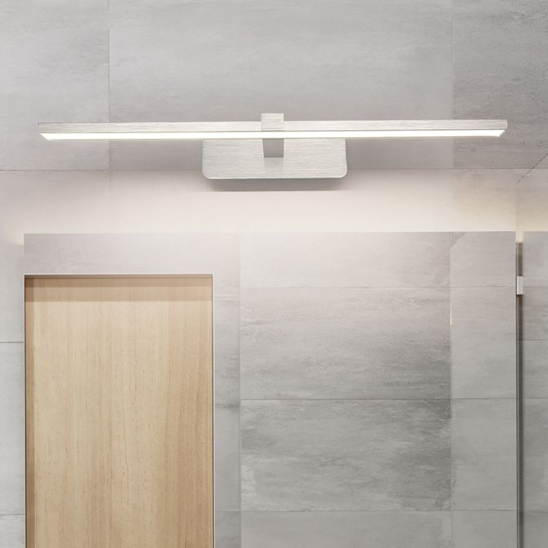 Modern Style Mirror Cabinet Bathroom Wall Lights Sliver Metal Linear Shade LED Ambient Vanity Lighting