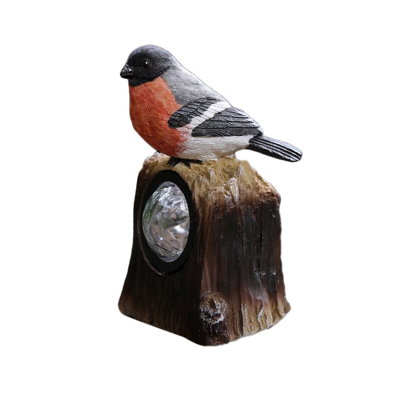 Countryside Bird Resin Solar Path Lamp LED Outdoor Ground Light around Garden Pool in Red/White/Orange