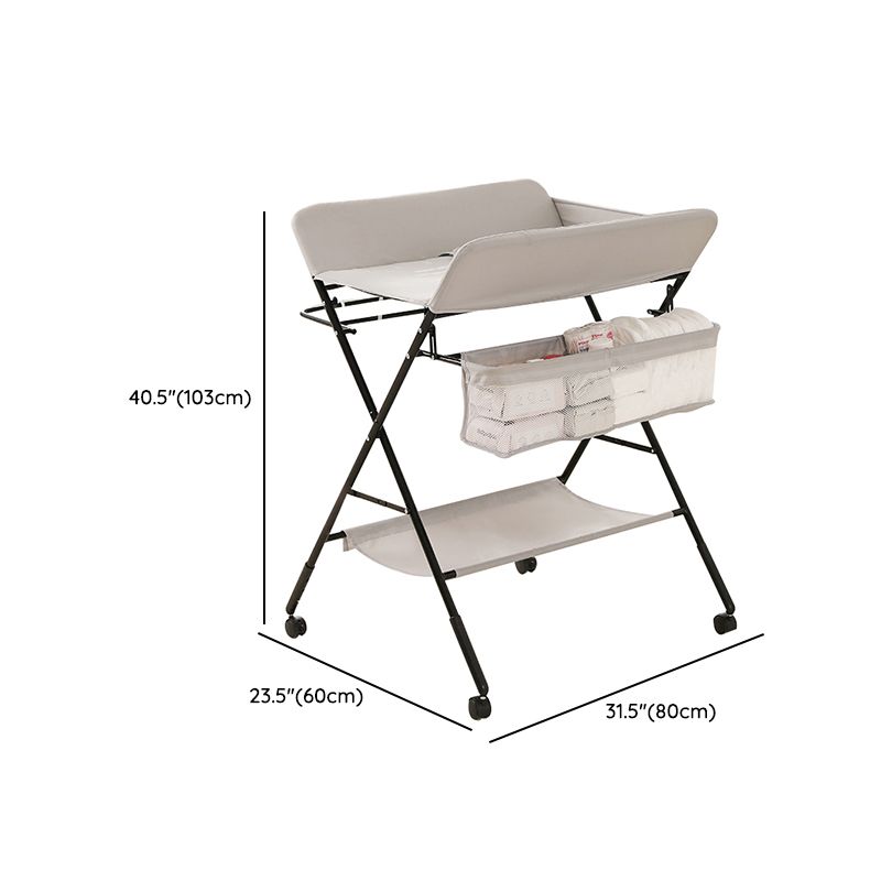 Modern Flat Top Baby Changing Table Metal Folding Changing Table with Safety Rails