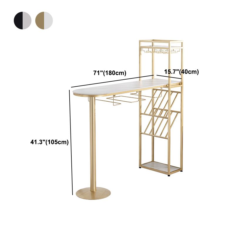 Glam Marble Bar Table with Specialty Table Top Double Pedestal Table - 41.3" H