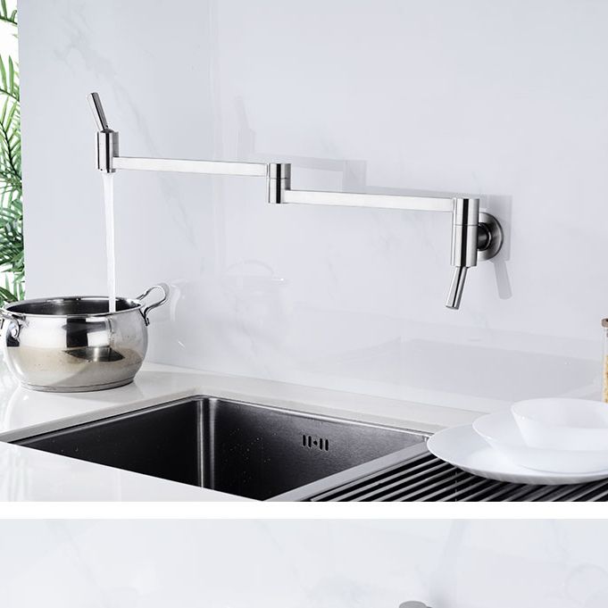 Modern Bridge-Style Kitchen Faucet 1-Hole Wall Mounted Pot Filler Faucet