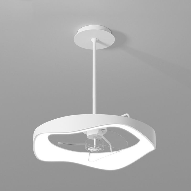 Modernism Single White Ceiling Fan Lamp LED Metallic Ceiling Fan Light