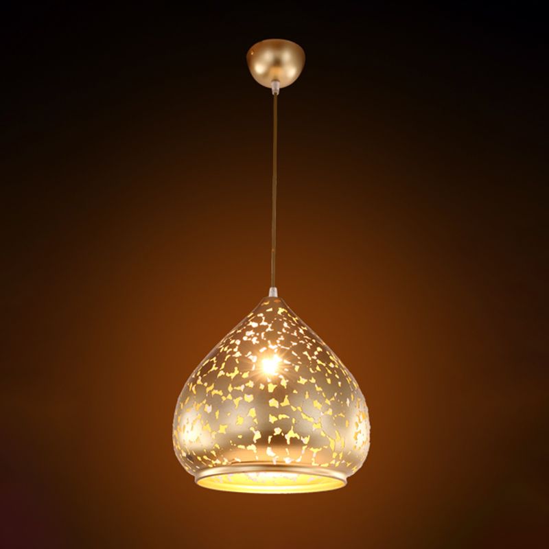 Arabio colgante tallado 1 bulbo 1 bulbo de iluminación suspendida en plata/bronce/latón para dormitorio