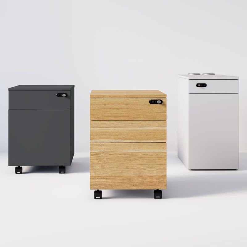 Modern File Cabinet Wooden Frame Lock Storage Filing Cabinet