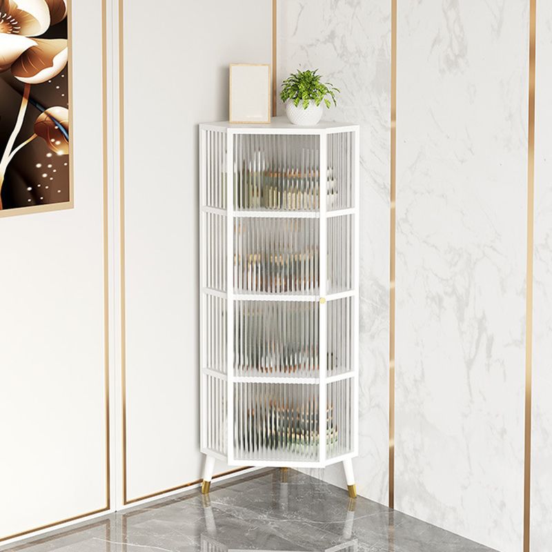 Industrial Corner Unit Curio Cabinet Metal Glass Doors Display Cabinet for Bedroom