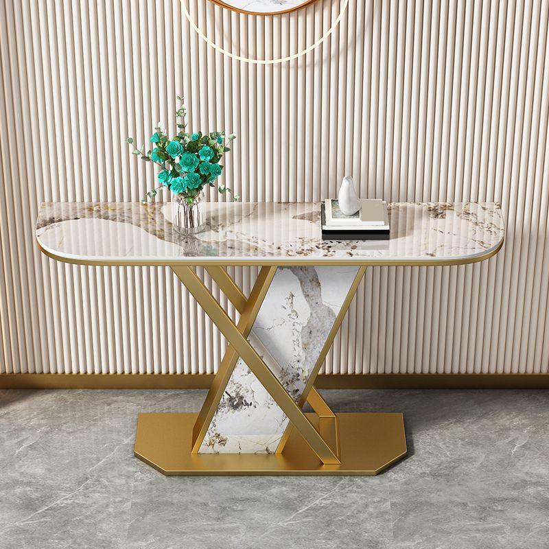 Glam Style Half Moon Console Table with Pedestal Base for Hall Accent Table