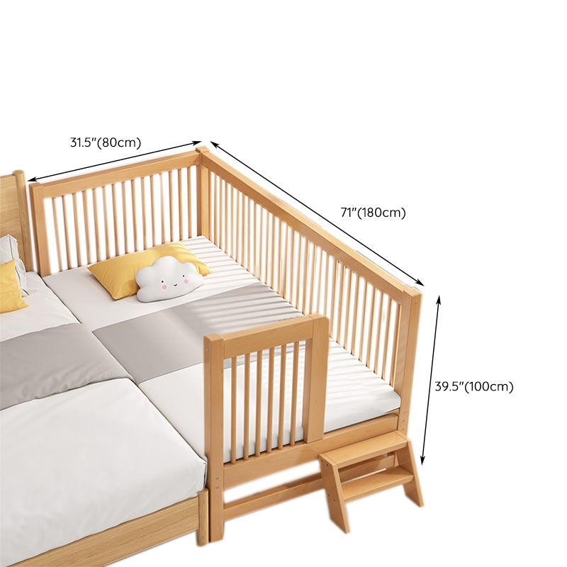 Convertible Nursery Crib Farmhouse Solid Wood Crib with Guardrail