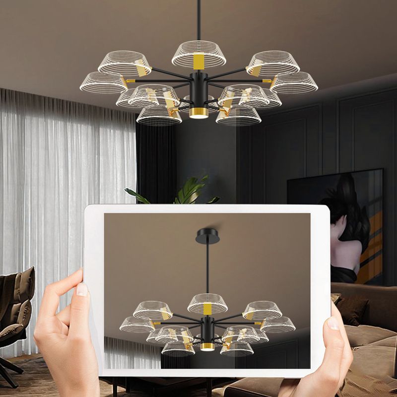 Drum Shape Chandelier Modern Style Metal Multi Light Prowing Lampe pour chambre à coucher