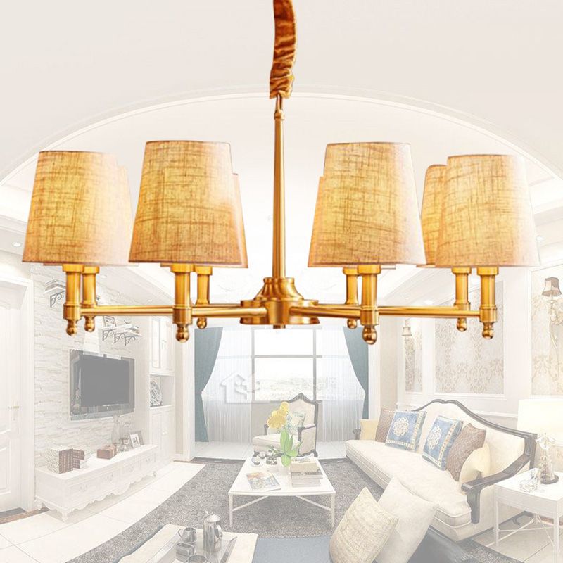 Empire Shade Chandelier Light Simplicité Tissu Livrage Pendre Light Aymat en or