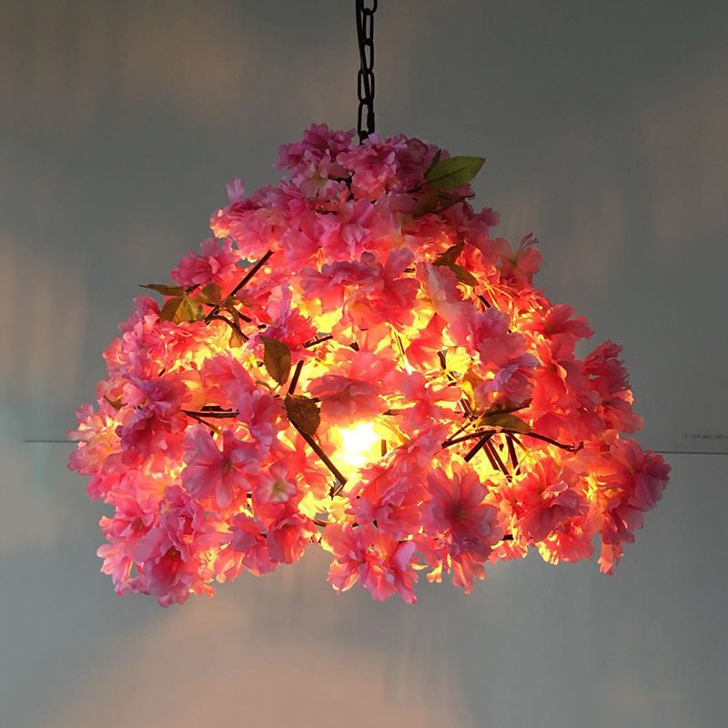 Vintage Blossom Suspension Lampe 1 Kopf Metall Anhänger Licht in Schwarz für das Restaurant, 15 "/18"/23,5 "breit