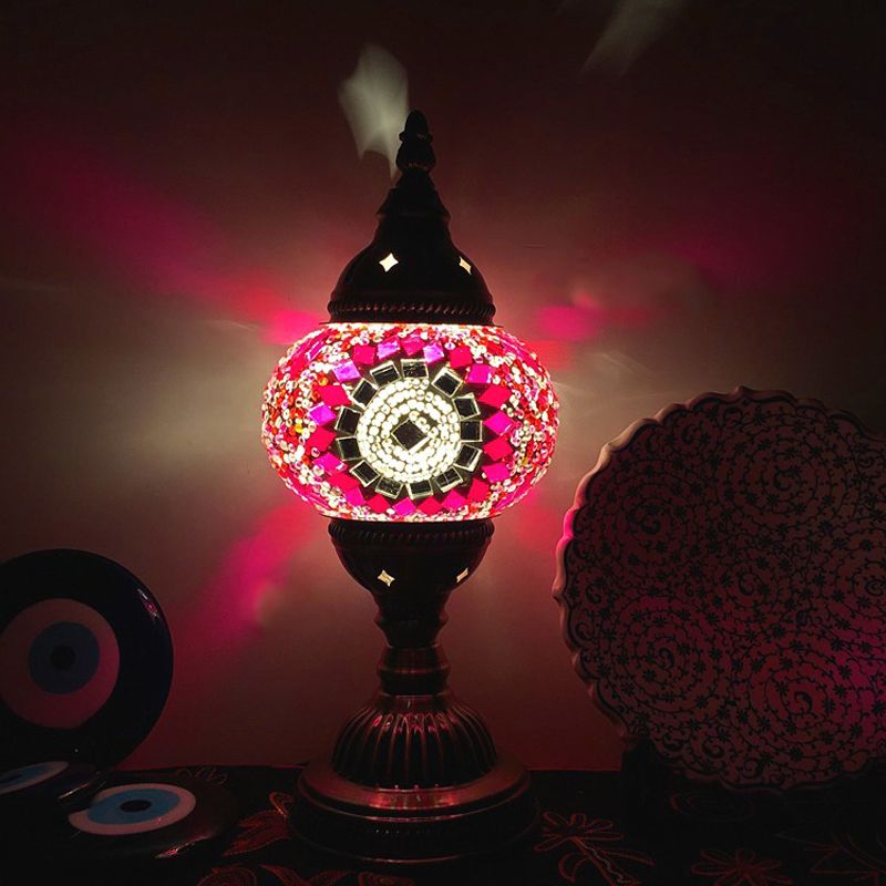 Turkish Mosaic Table Lamp Vintage Style Glass Lamp Shade Desk Lamp Fixture