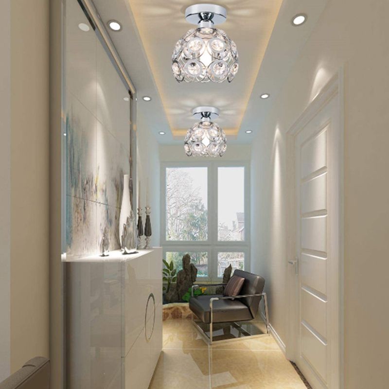 Modern Crystal Ceiling Light Minimalist Flush Mount Light Fixture for Bedroom