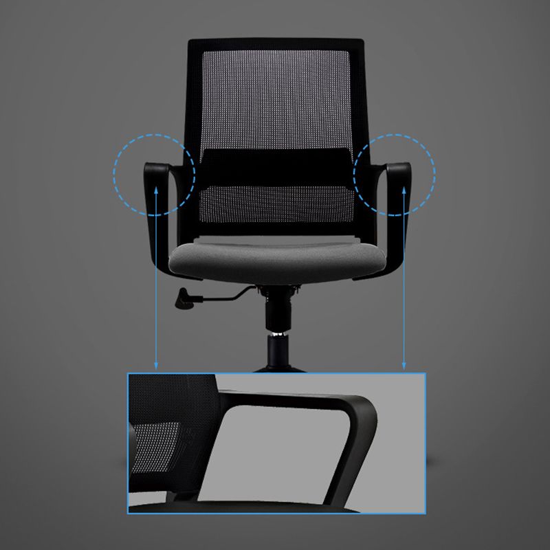 Fixed Arms Black Swivel Chair Mid-back Chair Soft Executive Office Chair