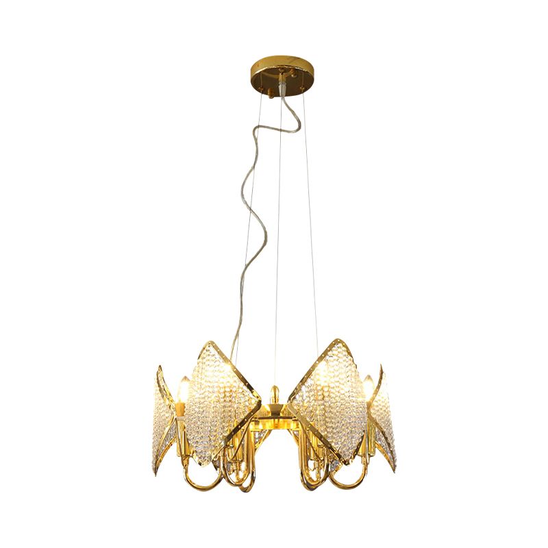 Lampada a bambola a filo a filo oro moderno a 6 luci lampada a soffitto metallizzato con perle di cristallo