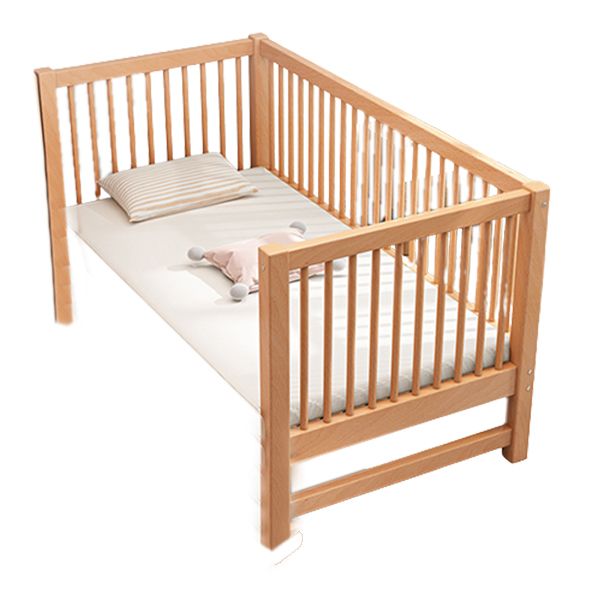 Traditional Nursery Bed Beech Washed Natural with Guardrail Wood Baby Crib