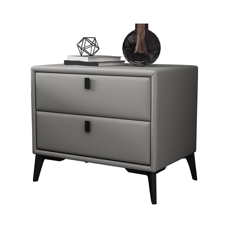 Faux Leather Accent Table Nightstand Contemporary Bed Nightstand