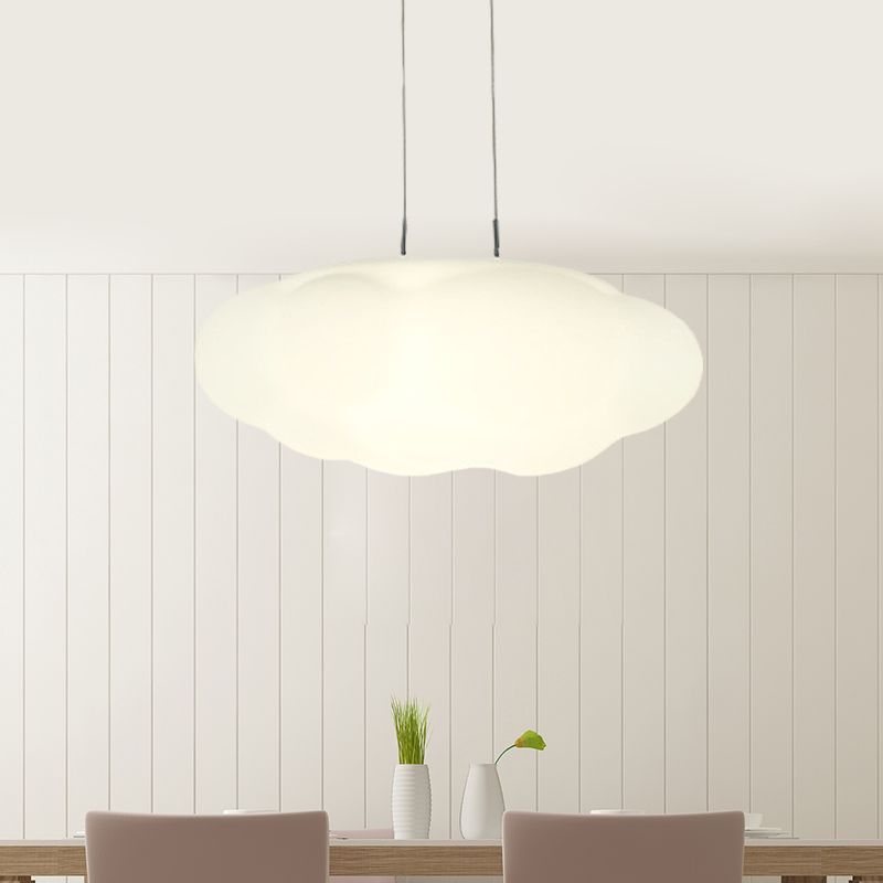 White Cluster Cloud Pendant Kids Style 1/3/5-Head Plastic LED Suspended Lighting Fixture for Child Room