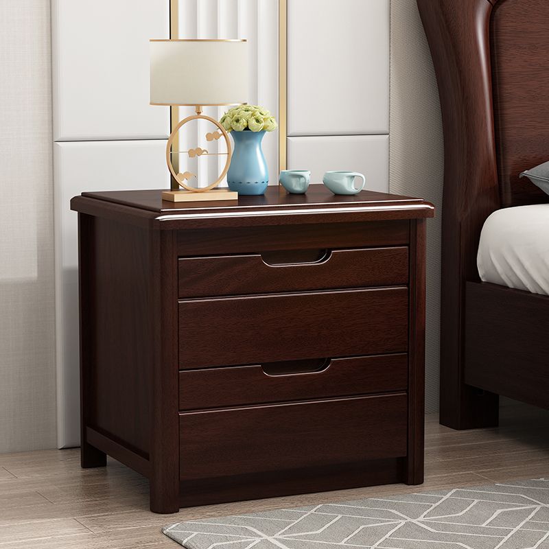 20 Inch H Bed Nightstand Solid Wood 2-Drawer Modern Brown Night Table