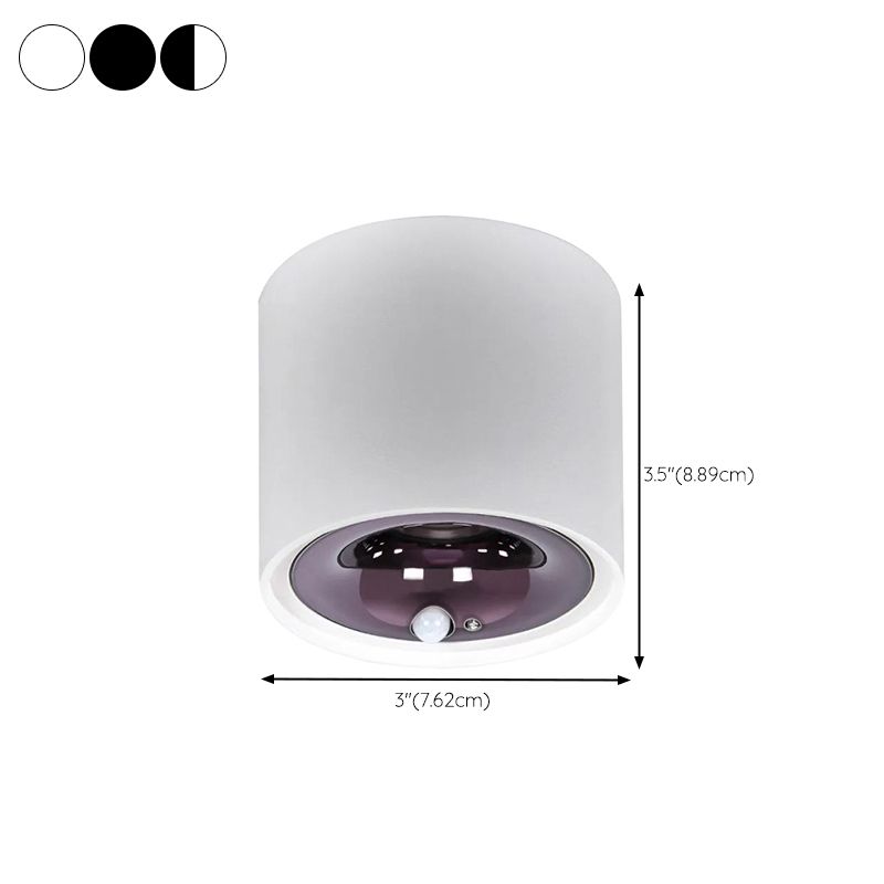 Modern in Black / White Flush 1 - Light Cylinder LED Ceiling Mount