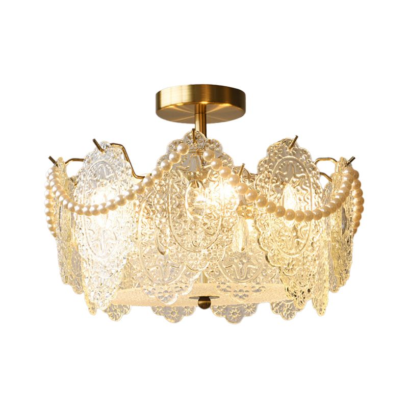 Contemporary Glass Ceiling Light Household Flush Mount Light Fixture for Bedroom