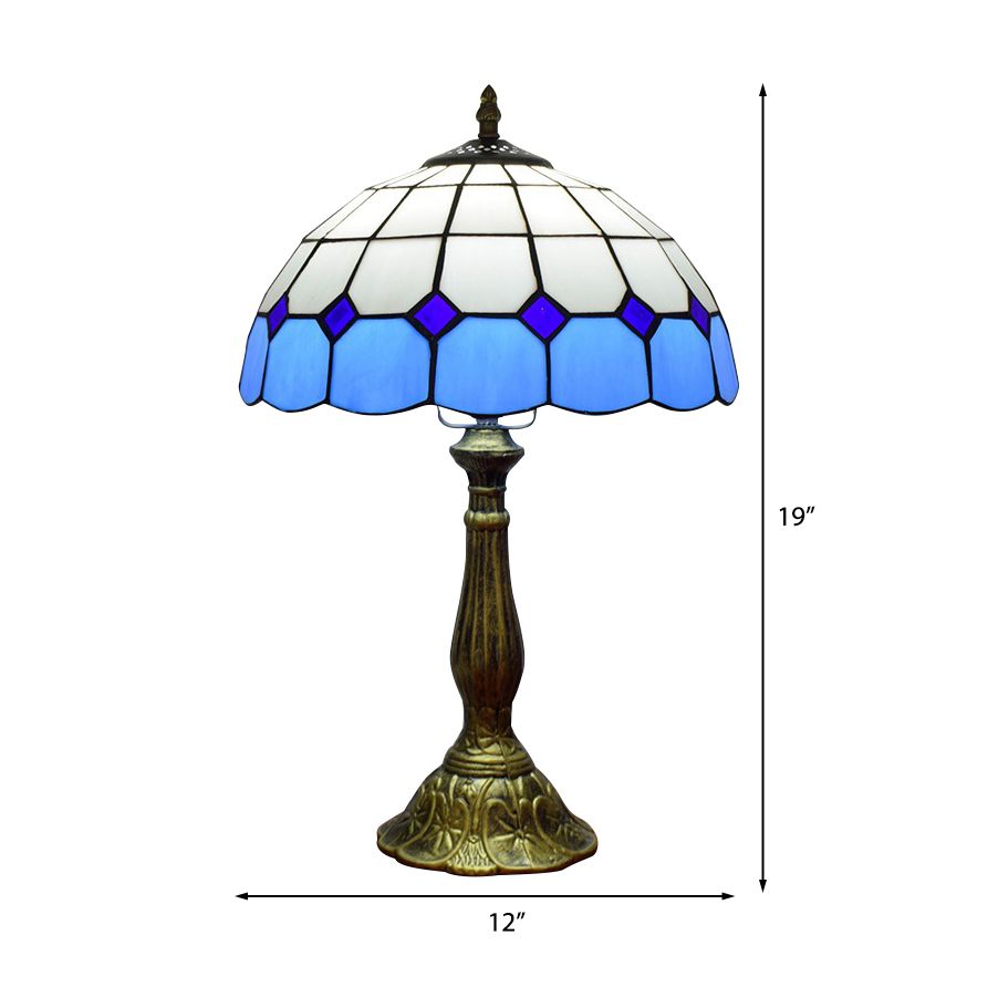 Domed Accent Table Lamp Retro Style Stained Glass 1 Light Decorative Accent Lamp for Bedside