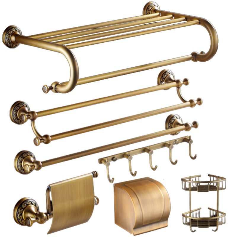 Traditional Brass Bathroom Accessory Set Brushed Bronze Bathroom Set