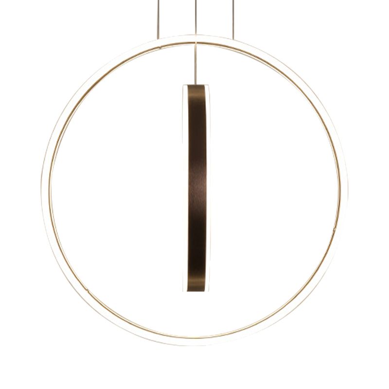 23.5"/31.5" Dia Rings Acrylic Chandelier Pendant Minimalist LED Brown Ceiling Light in Warm/White/Natural Light