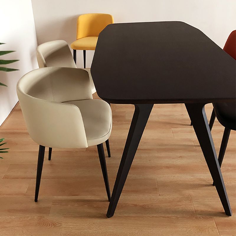 Modern Style Metal Parsons Chair Upholstered Side Chair with Black Legs