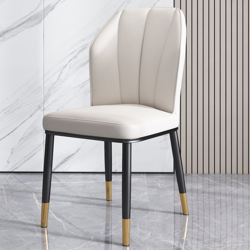 Dining Room Armless Dining Chairs Glam Style Leather Dining Side Chair