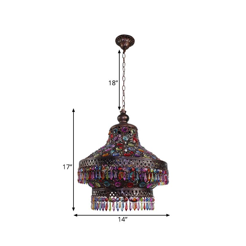 Lantaarn woonkamer kroonluchter lamp Boheems metaal 3 lichten koperen hangerverlichting verlichting
