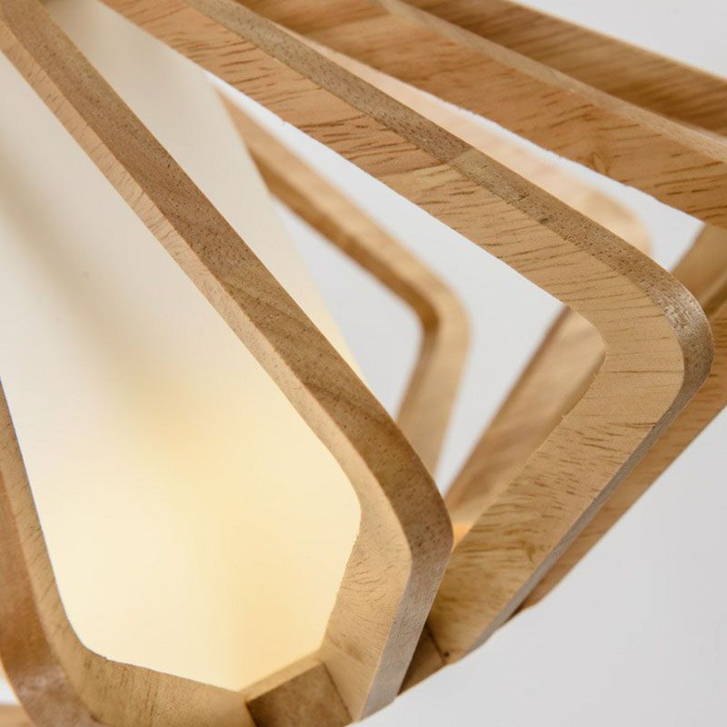 Lumière pendentif effilée en bois contemporain à un seul bulbe de suspension