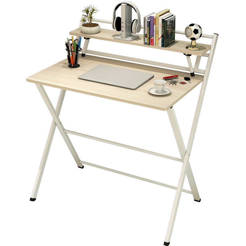 Light Wood Drawing Desk Solid Wood Writing Desk with Bookshelf