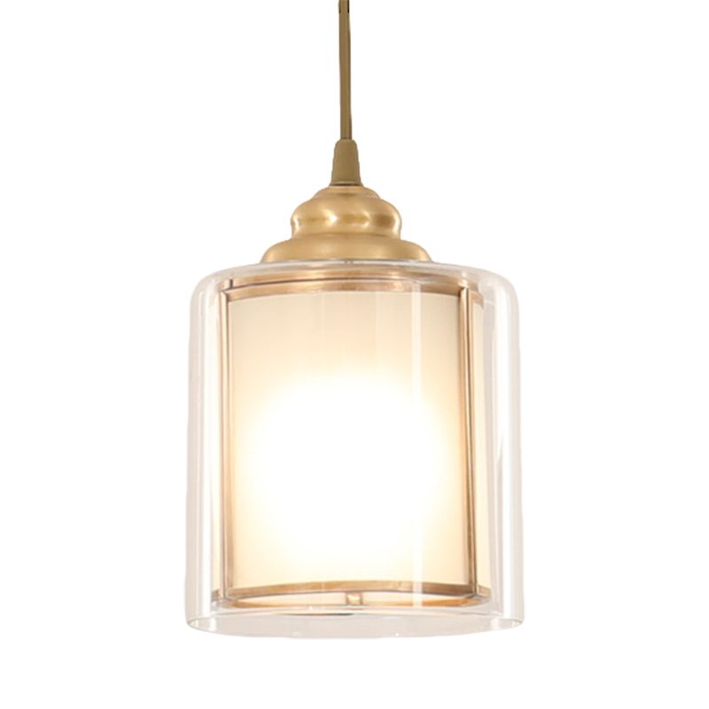 Cilinder wit glazen hanglamp lampje armatuur klassiek 5 "/5,5"/6 "brede 1 lichte eetkamer hangende lampkit