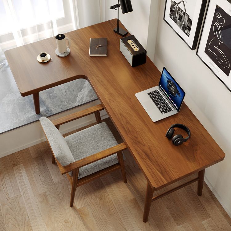 29.25 Inch Height Modern Office Desk L-Shape Solid Wood Writing Desk