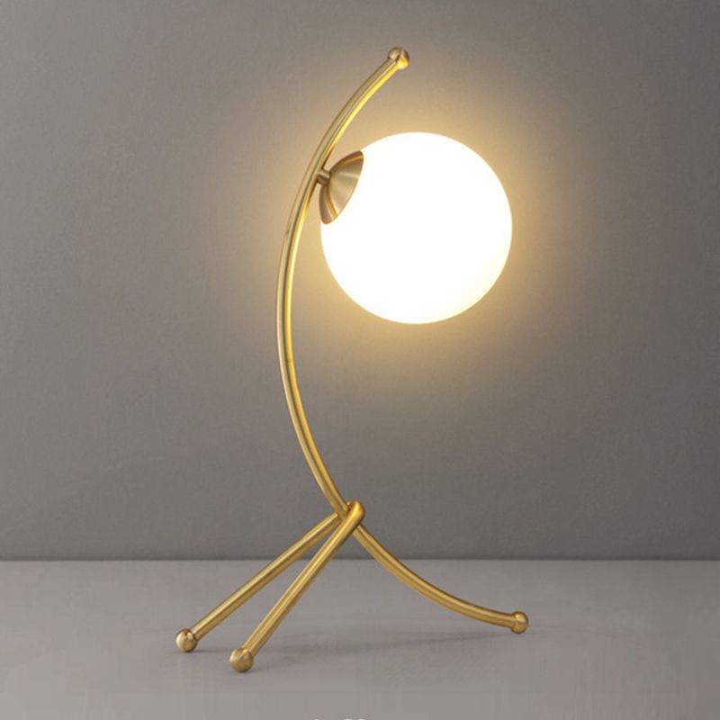 Glass Round Night Table Lamp Minimalist Style Table Light for Bedroom