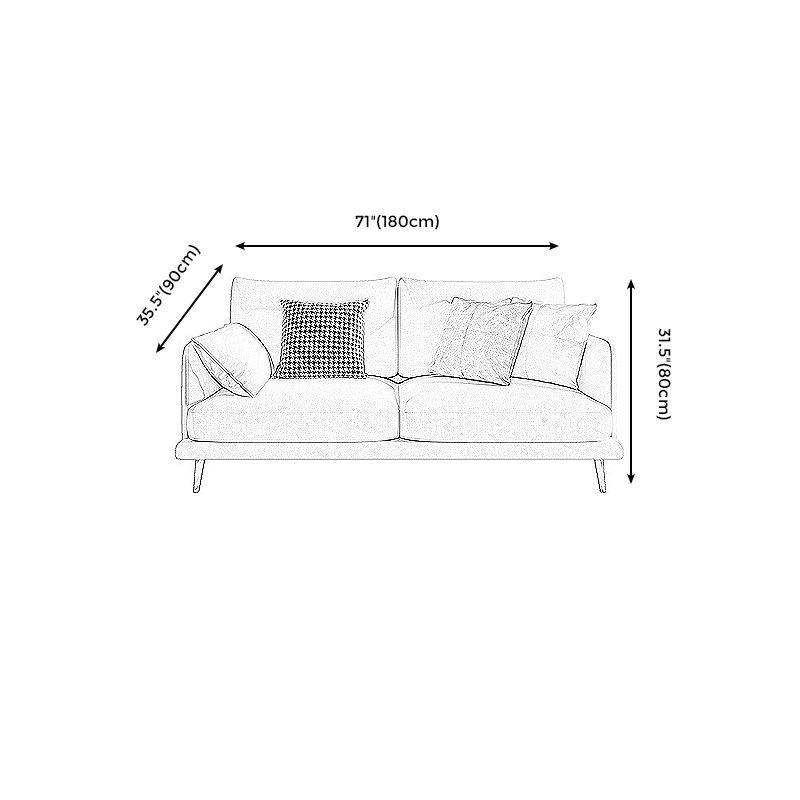 Scandinavian White Standard Sofa Squre Arm Couch with Loose Back