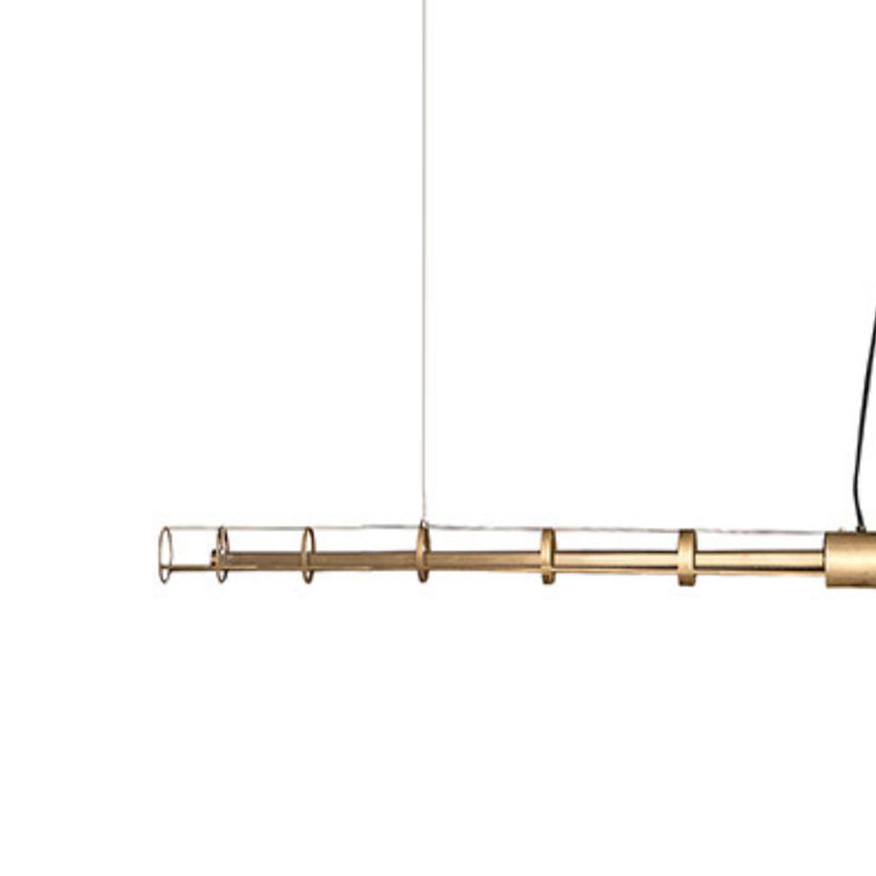 1 - Light Cylinder Kitchen Island Fixture in Clear and Gold Metal Ceiling Light Pendant