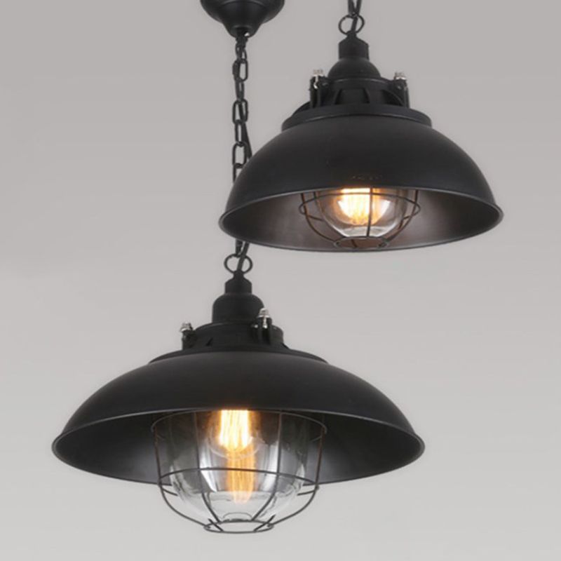 1 Light Caged Hanging Ceiling Lights Industrial Style Metal Pendant Light Fixtures for Restaurant