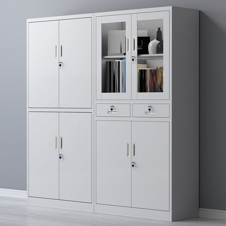 Contemporary Cabinet Glass Vertical Filing Cabinet with Storage Shelves