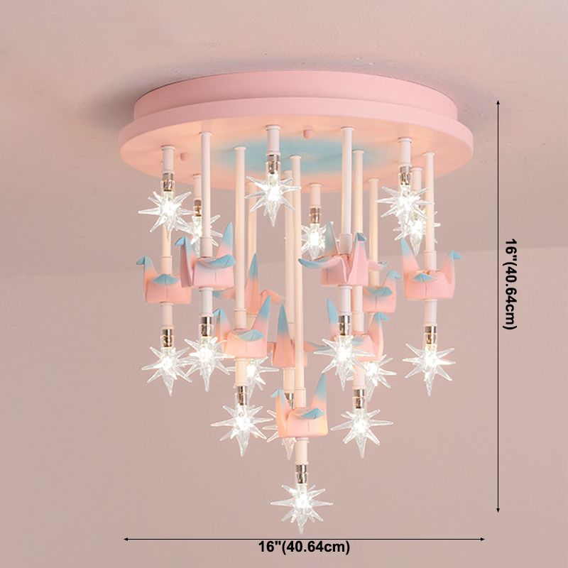 Multi Lights Cartoon Ceiling Light Clear Star Shade Contemporary Flush Mount Light