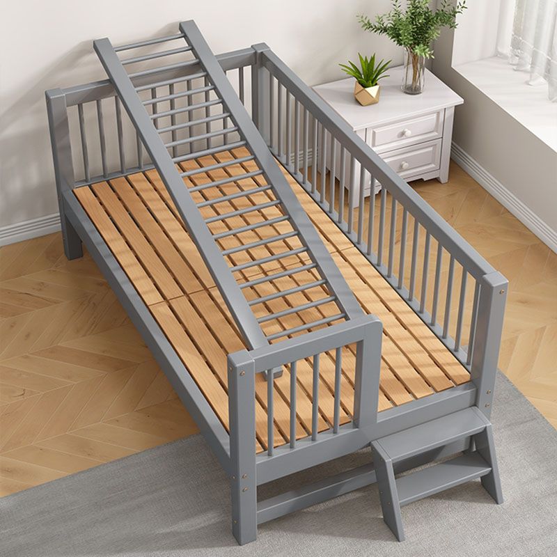 Scandinavian Wood Baby Crib Gray Wood Beech Nursery Crib with Guardrail