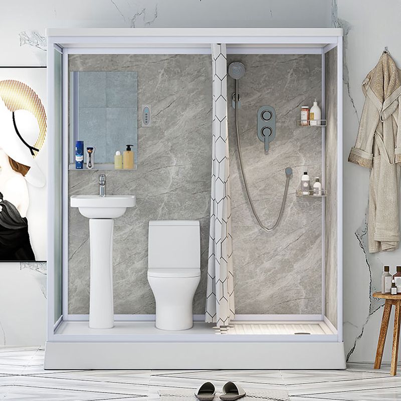 Contemporary Shower Stall Frosted Shower Stall with White Base